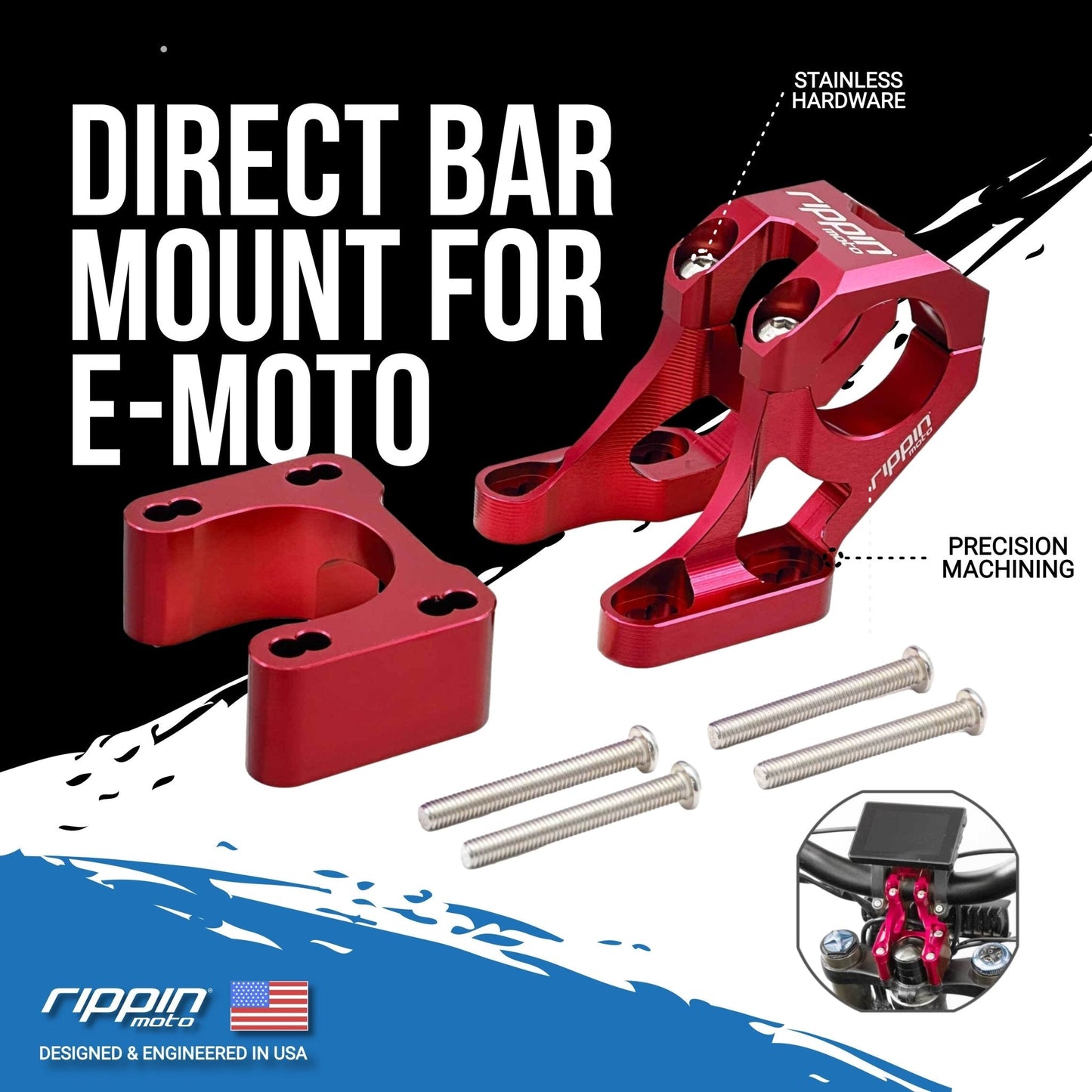 E-Moto Bar Mount for E-Ride PRO, Talaria & Surron LBX with 1" Riser